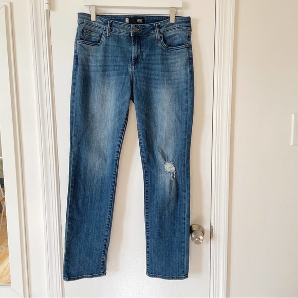 Kut from the Kloth Catherine Boyfriend Distressed Denim Jeans Low-slung 8 - Picture 2 of 8